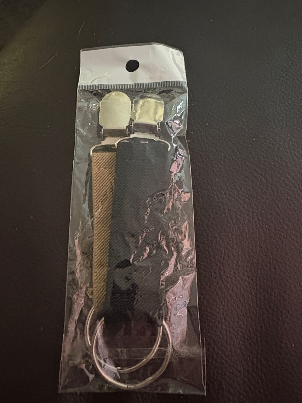 Two Clip Keychain Straps - Black and Tan Durable Fabric